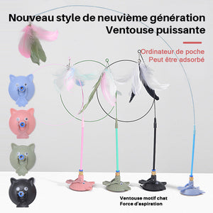 Jouet drôle de bâton de chat avec baguette détachable et base de ventouse