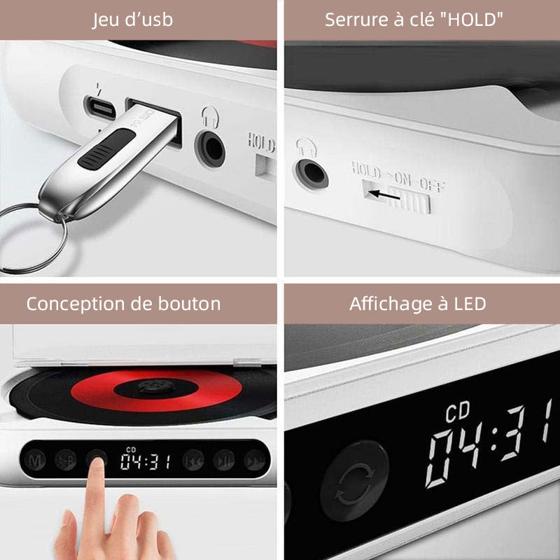 Lecteur CD portable compatible Bluetooth