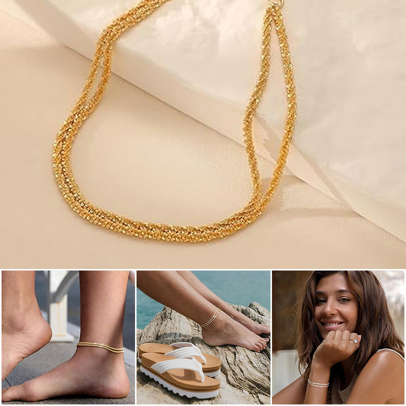 Bracelet de cheville double couche pour femmes