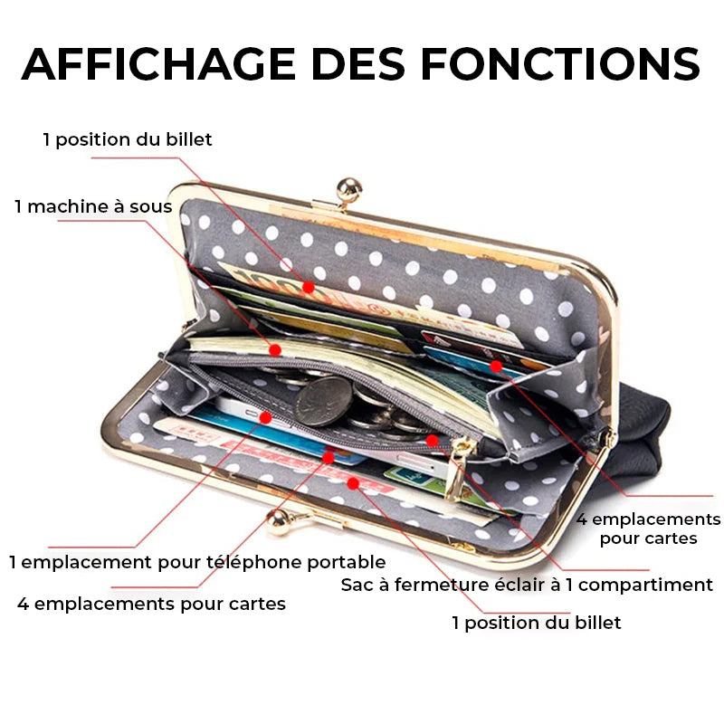 Portefeuille en cuir PU avec grande capacité