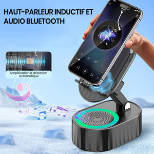Enceinte Bluetooth sans fil à induction audio 5 en 1 avec support de téléphone