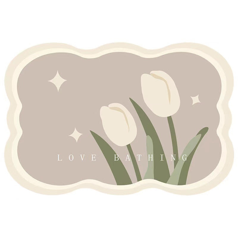 Tapis antidérapant fleur super absorbant