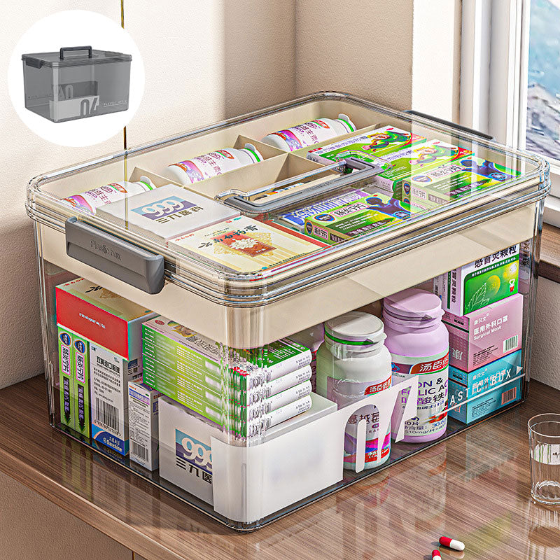 Boîte de rangement pour médicaments transparente avec poignée