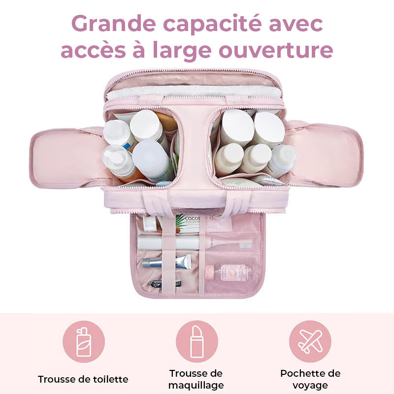 Grande trousse de maquillage de voyage à grande ouverture