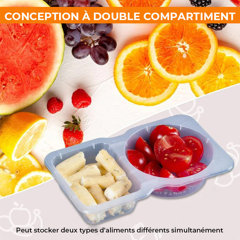 Récipients à encas à double compartiment avec couvercles