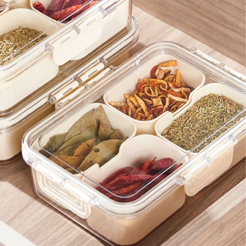 Boîte de conservation transparente pour aliments à plusieurs compartiments avec couvercle et poignée