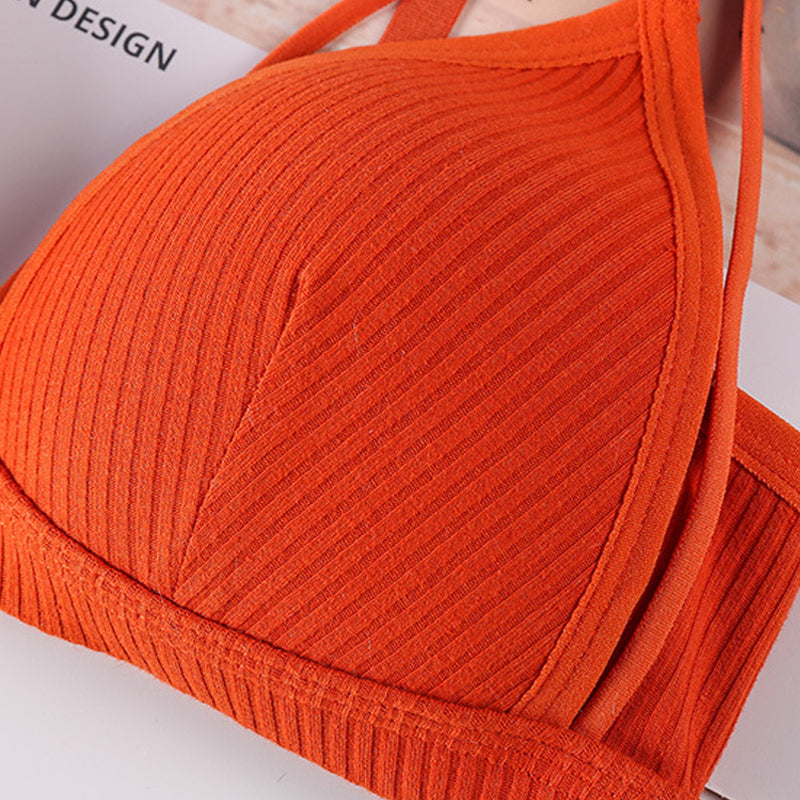 Soutien-gorge sans fil à découpes unies pour femmes