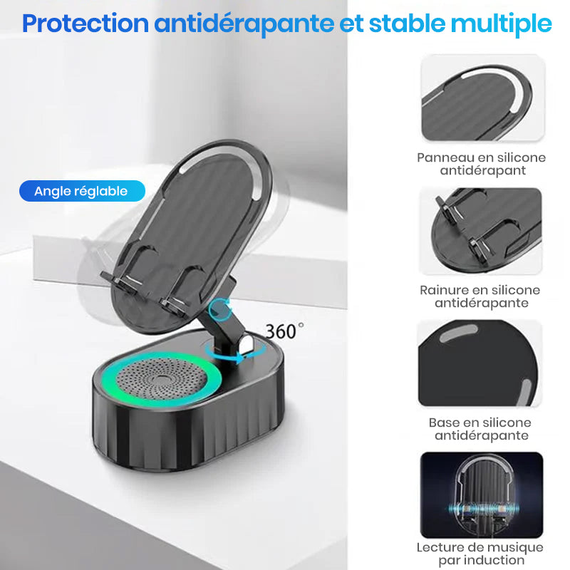 Enceinte Bluetooth sans fil à induction audio 5 en 1 avec support de téléphone