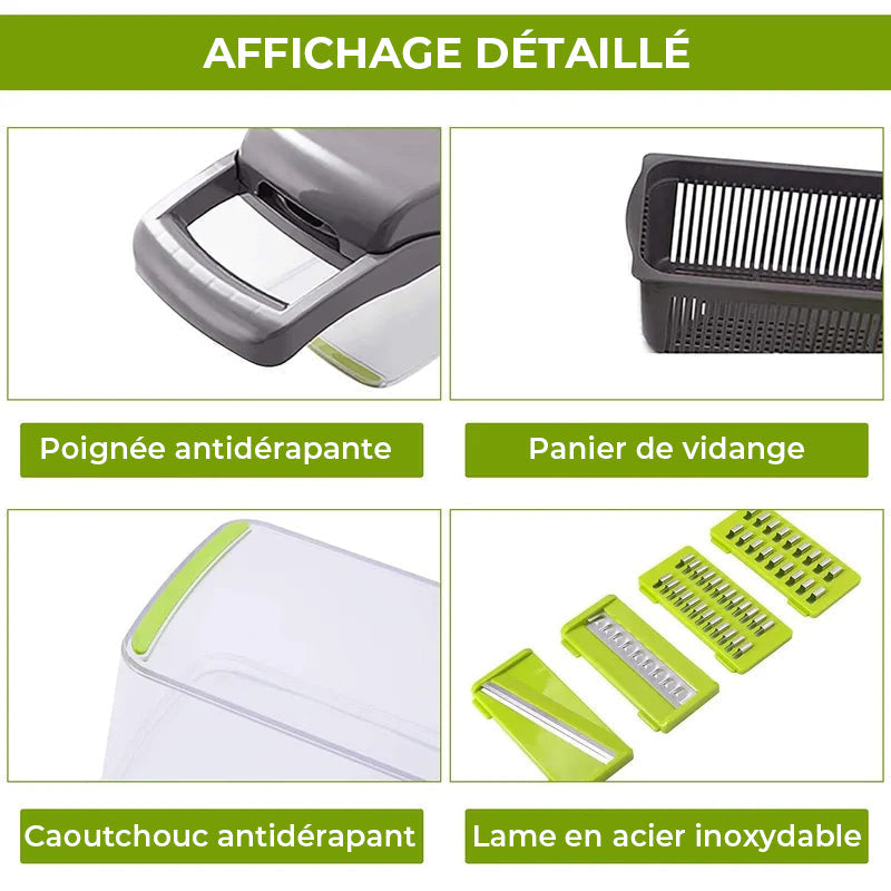 Hachoir à légumes manuel 12 en 1