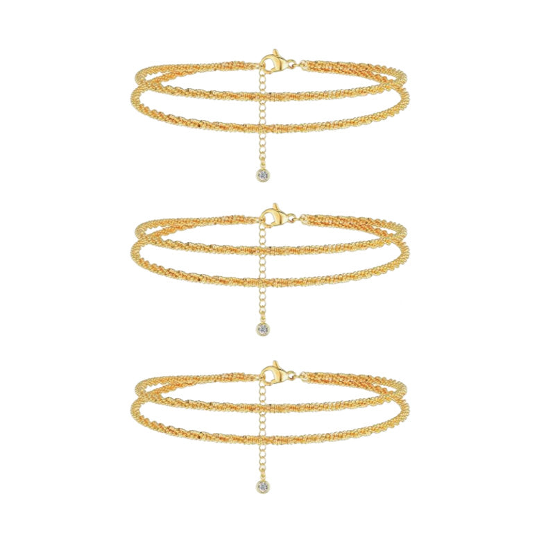 Bracelet de cheville double couche pour femmes