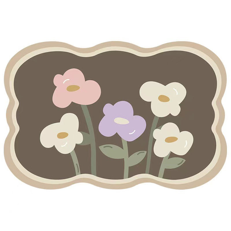 Tapis antidérapant fleur super absorbant