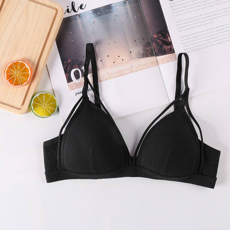 Soutien-gorge sans fil à découpes unies pour femmes