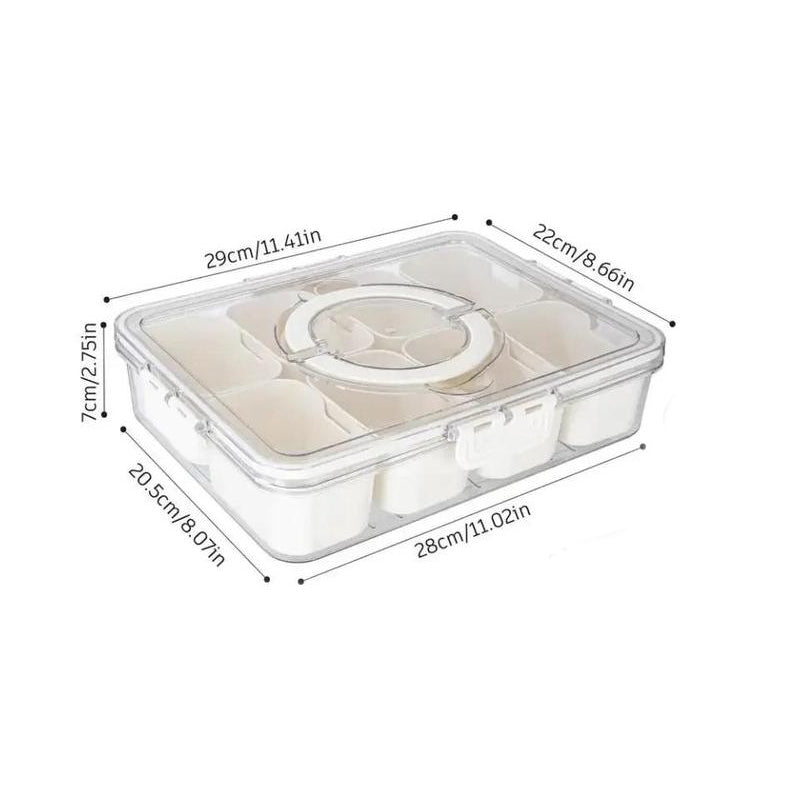 Boîte de conservation transparente pour aliments à plusieurs compartiments avec couvercle et poignée