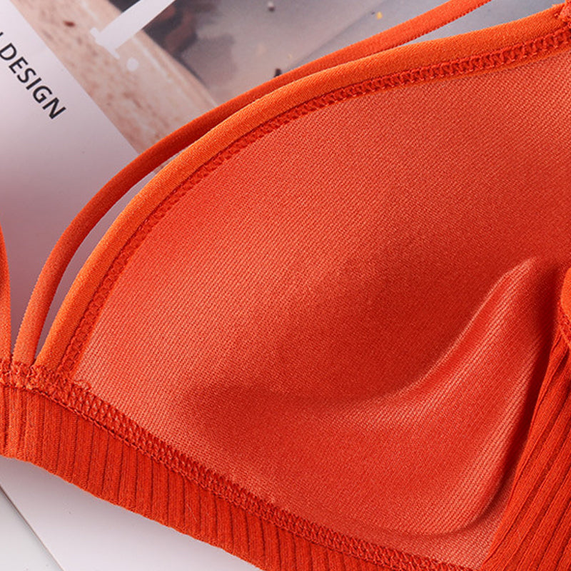 Soutien-gorge sans fil à découpes unies pour femmes