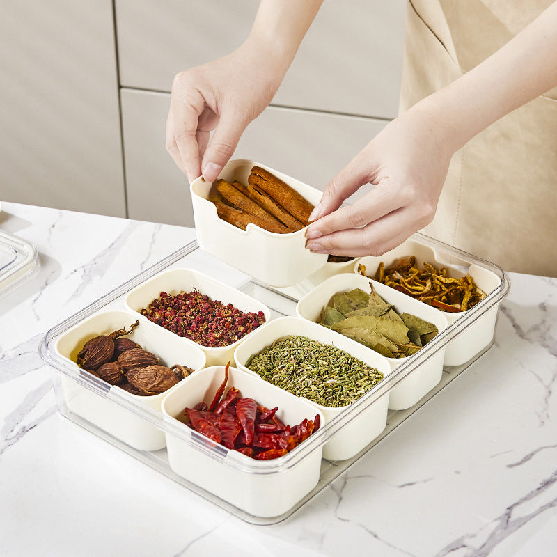 Boîte de conservation transparente pour aliments à plusieurs compartiments avec couvercle et poignée