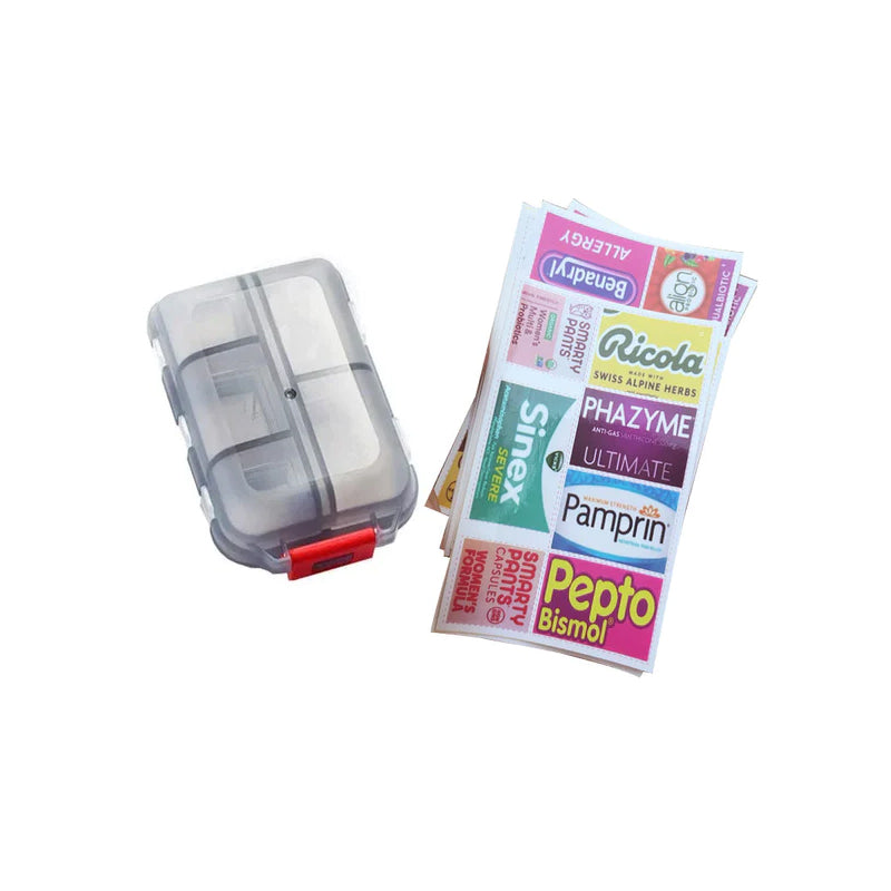Mini étui à pilules DIY avec étiquettes