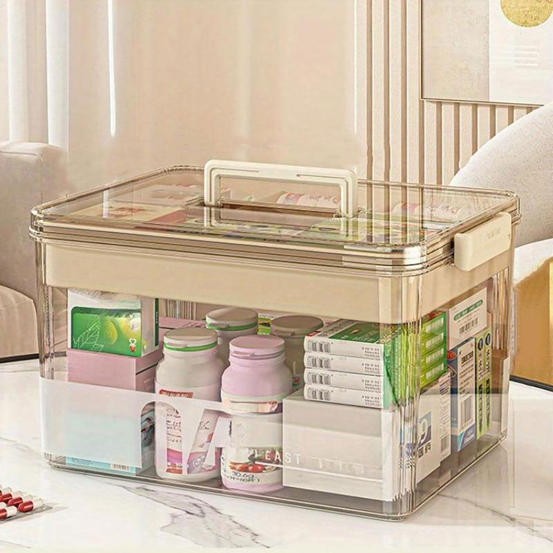 Boîte de rangement pour médicaments transparente avec poignée