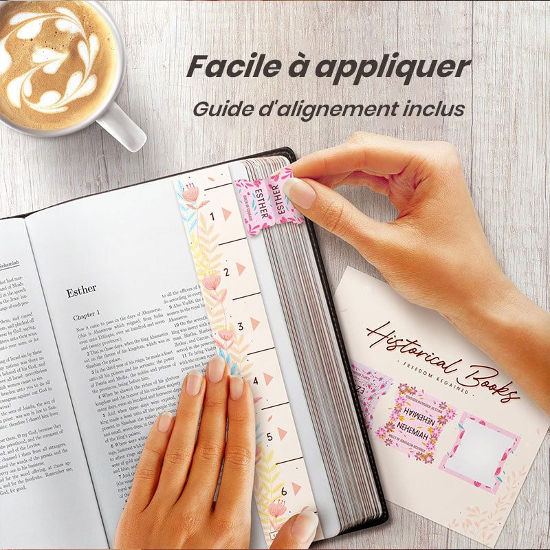 66 onglets floraux pour la Bible, à décoller et à coller