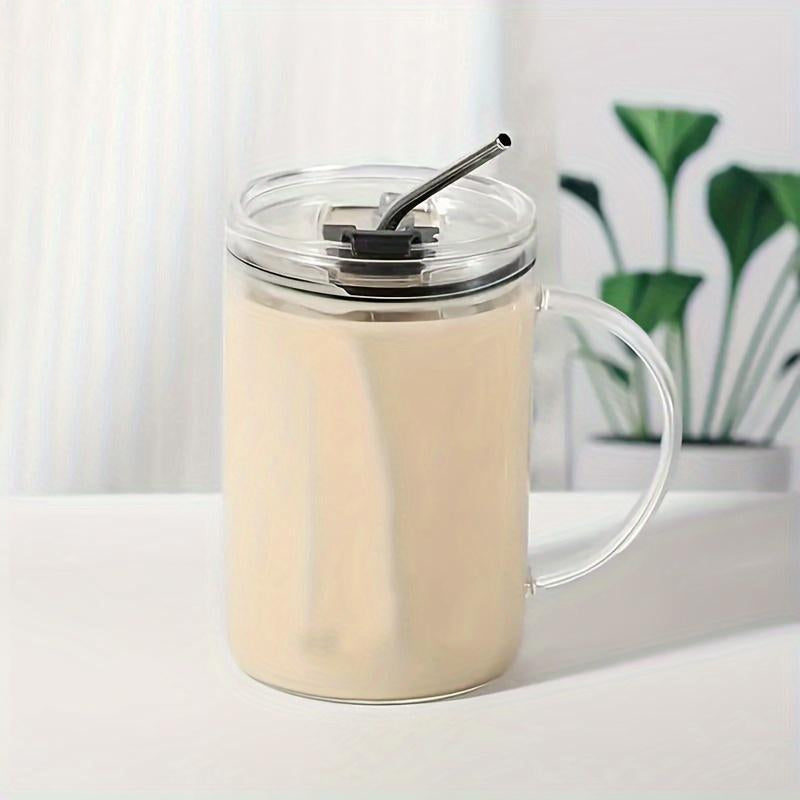 Grande tasse en verre avec couvercle et paille