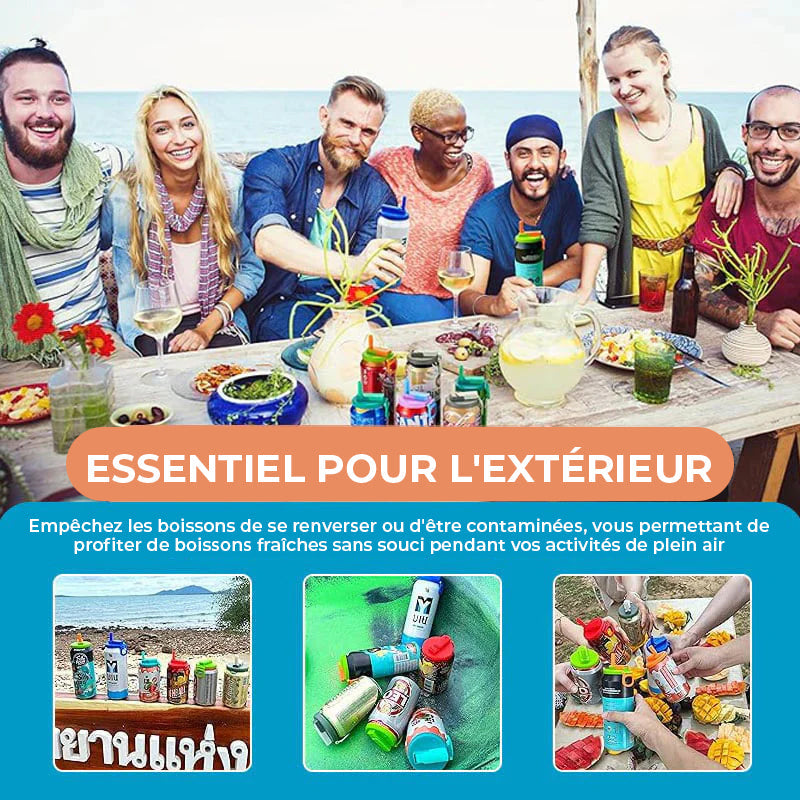 Couvercle pour canette de soda paille