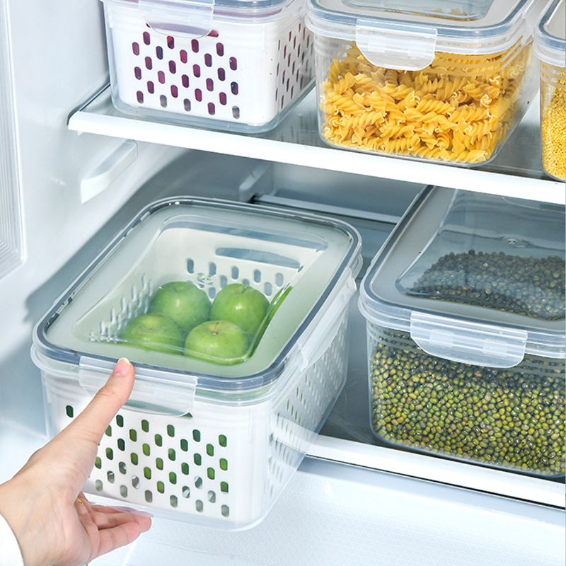 Récipients de conservation des aliments pour réfrigérateur avec passoire amovible