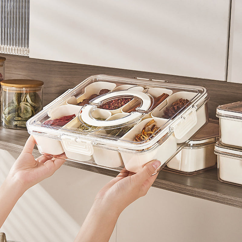 Boîte de conservation transparente pour aliments à plusieurs compartiments avec couvercle et poignée