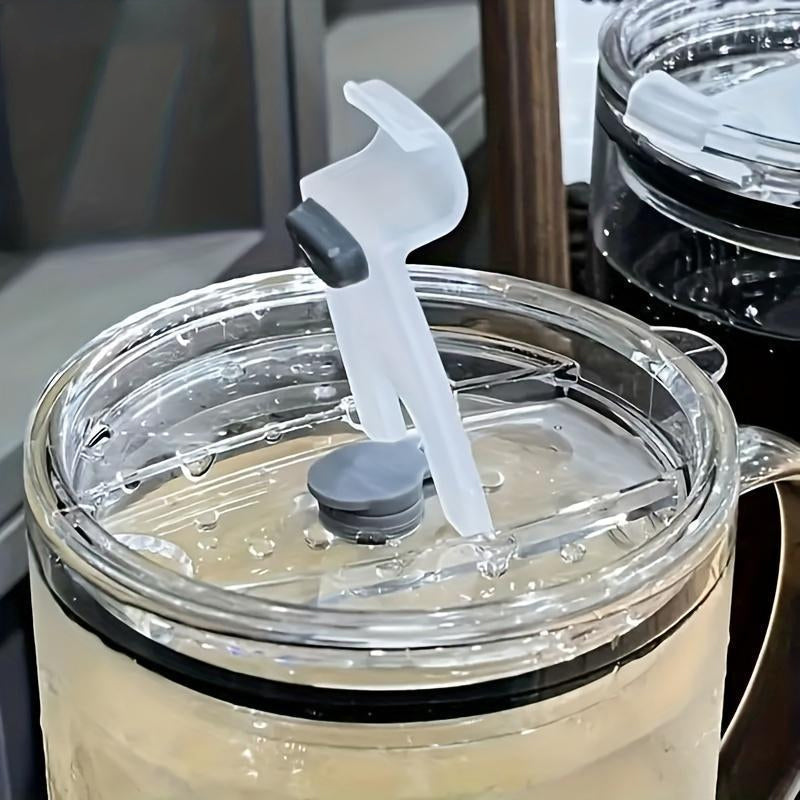 Grande tasse en verre avec couvercle et paille