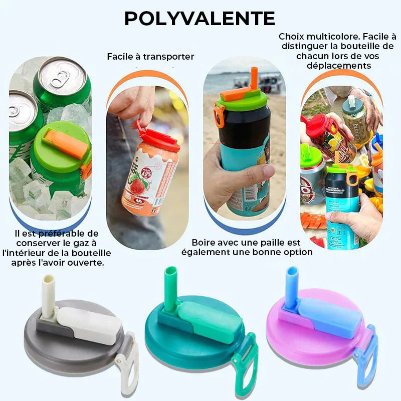 Couvercle pour canette de soda paille