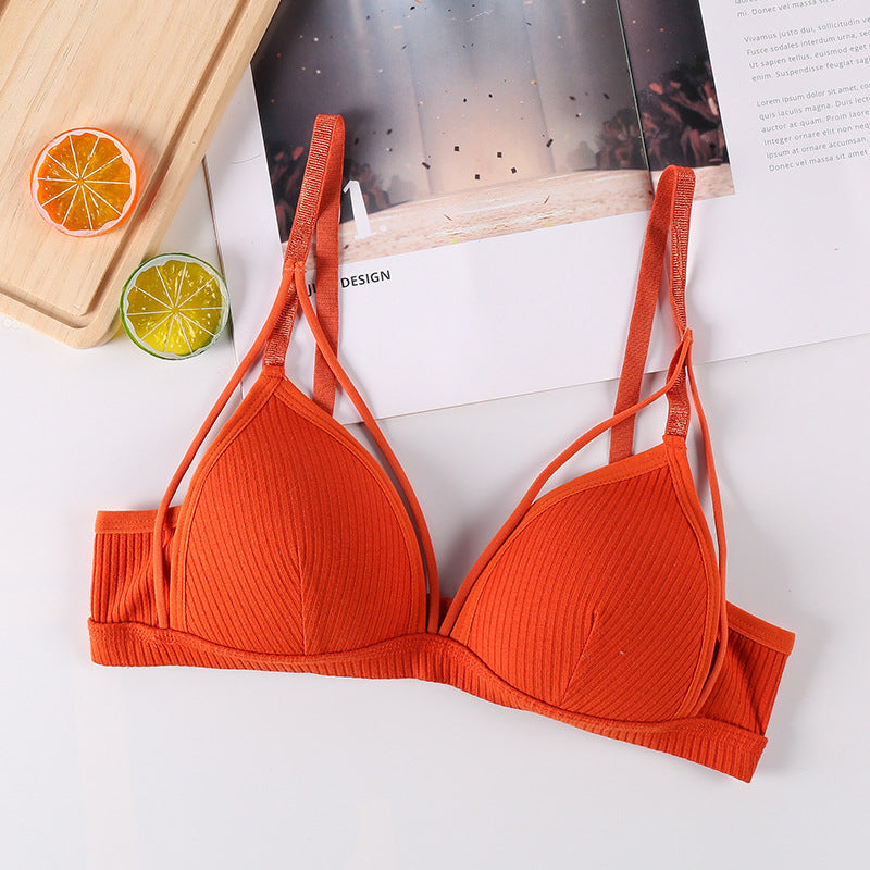 Soutien-gorge sans fil à découpes unies pour femmes