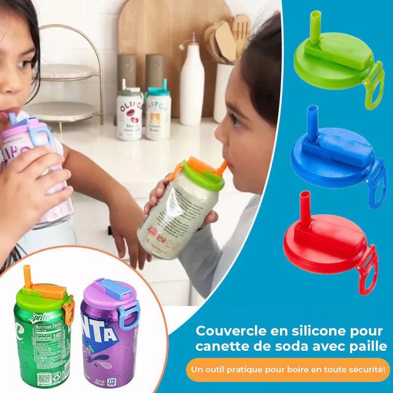 Couvercle pour canette de soda paille