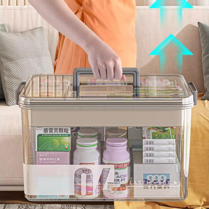 Boîte de rangement pour médicaments transparente avec poignée