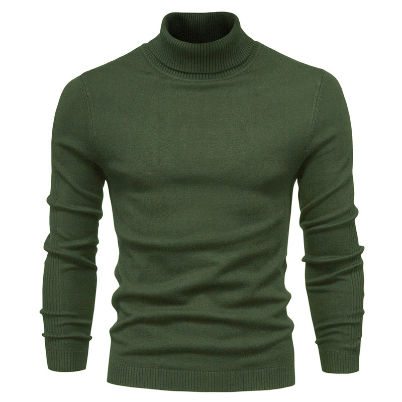 Pullover Col Roulé Homme de Couleur Unie Décontracté