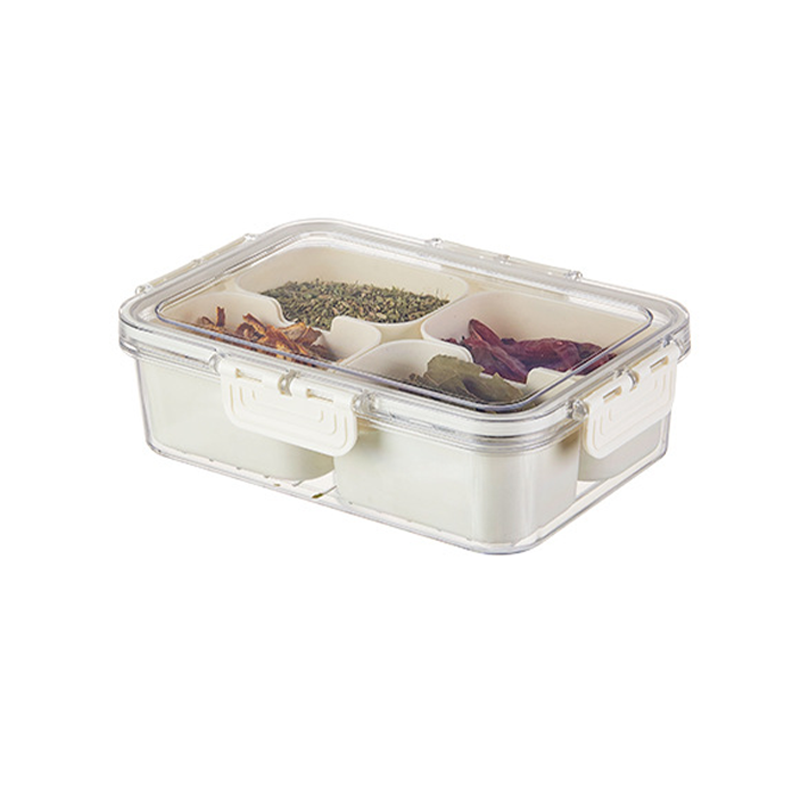 Boîte de conservation transparente pour aliments à plusieurs compartiments avec couvercle et poignée