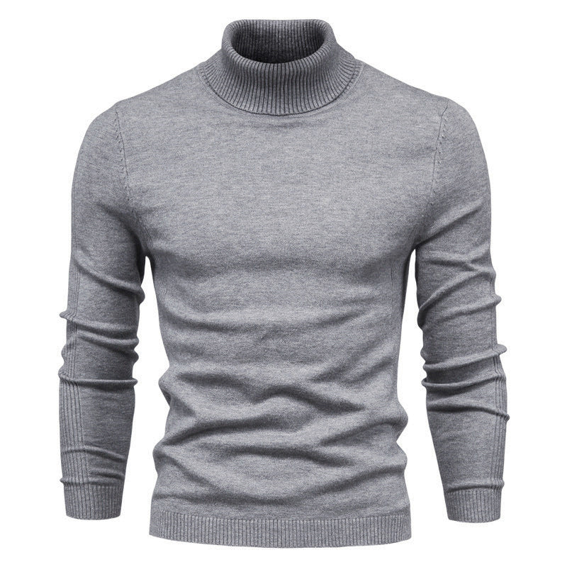 Pullover Col Roulé Homme de Couleur Unie Décontracté