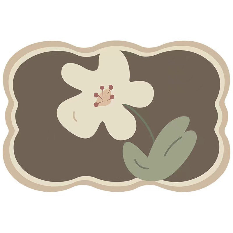 Tapis antidérapant fleur super absorbant