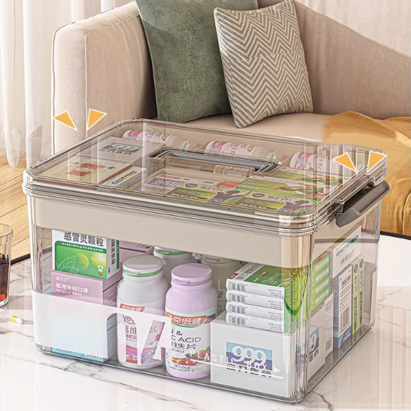 Boîte de rangement pour médicaments transparente avec poignée