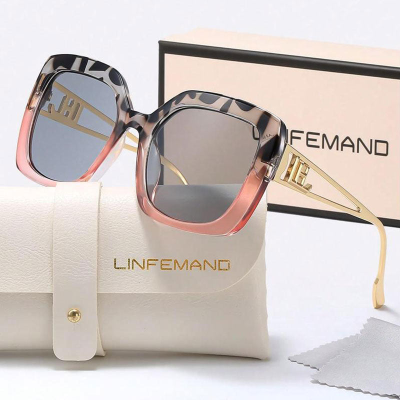 Lunettes de soleil unisexes vintage tendance à grande monture