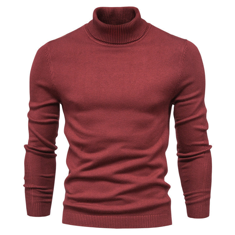 Pullover Col Roulé Homme de Couleur Unie Décontracté