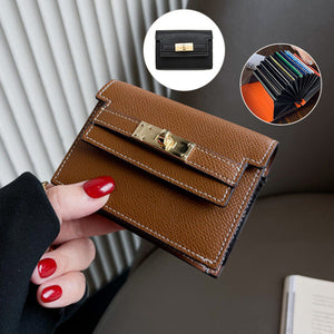 Porte-cartes minimaliste en cuir PU à fermeture éclair