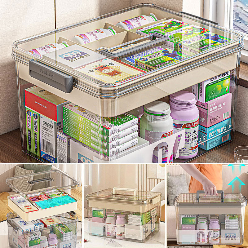 Boîte de rangement pour médicaments transparente avec poignée
