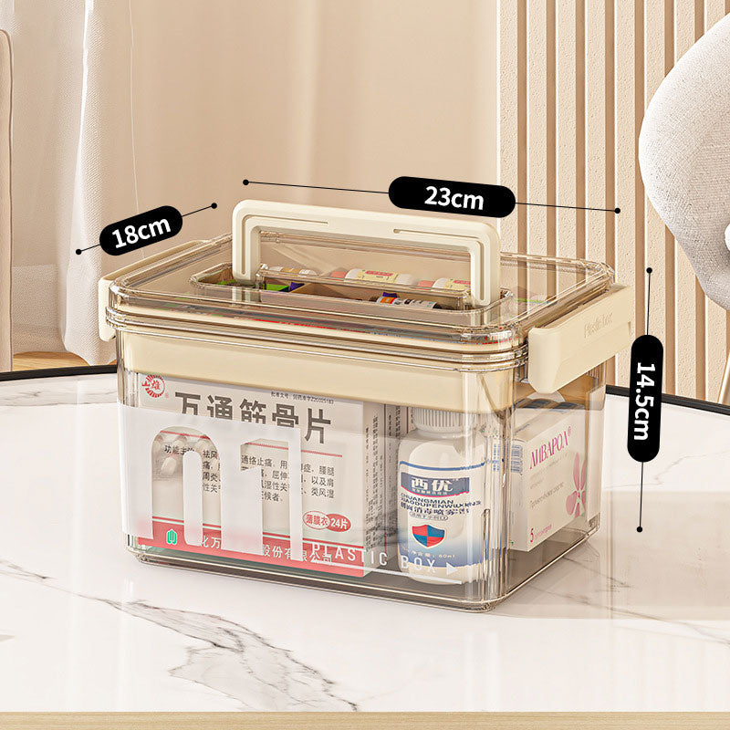 Boîte de rangement pour médicaments transparente avec poignée