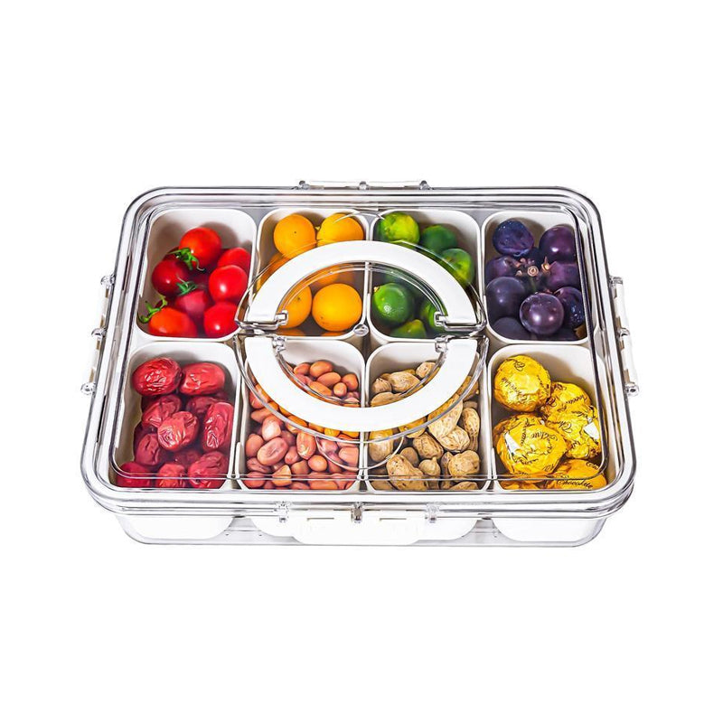 Boîte de conservation transparente pour aliments à plusieurs compartiments avec couvercle et poignée
