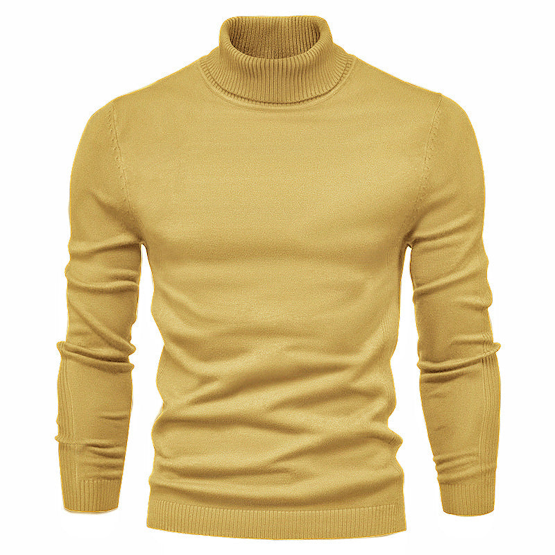 Pullover Col Roulé Homme de Couleur Unie Décontracté