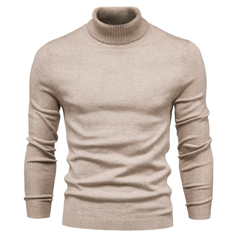 Pullover Col Roulé Homme de Couleur Unie Décontracté