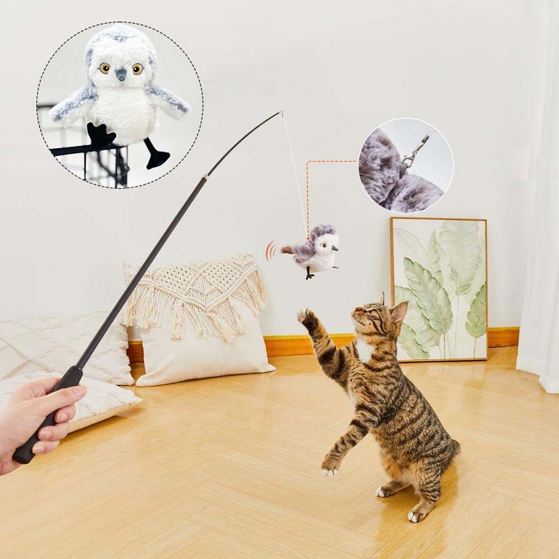 Jouets d'exercice rechargeables et interactifs pour chat, oiseau réaliste