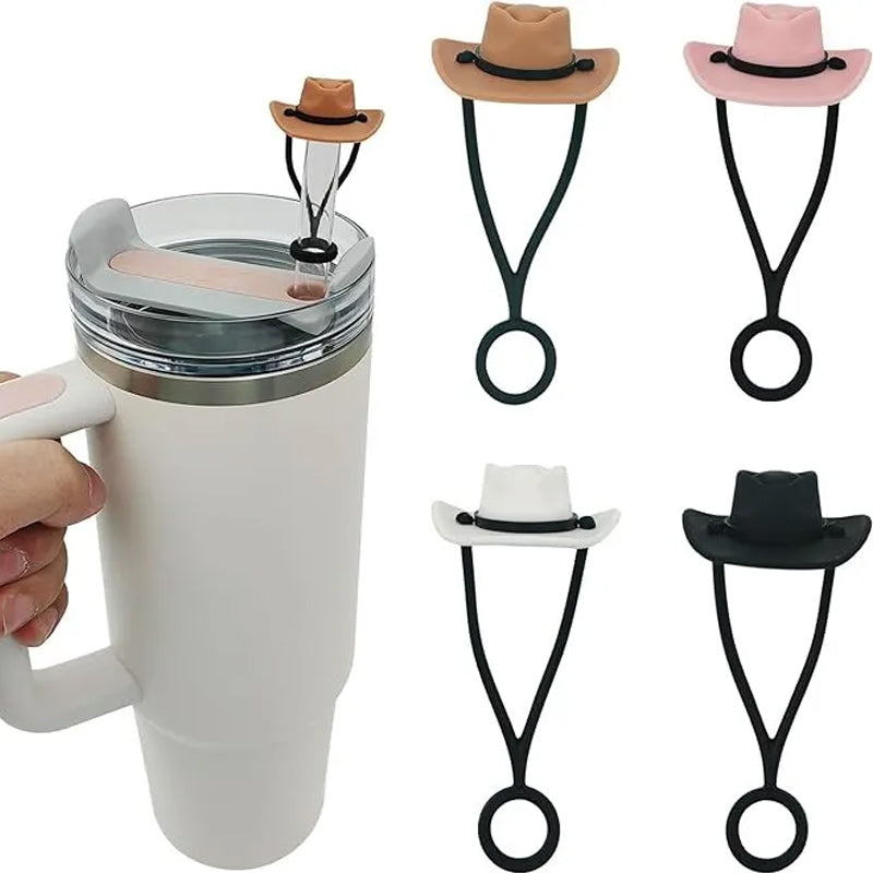 Chapeau de cowboy en silicone, couvre-paille, capuchon