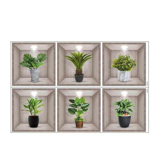 Sticker mural plante verte 3D