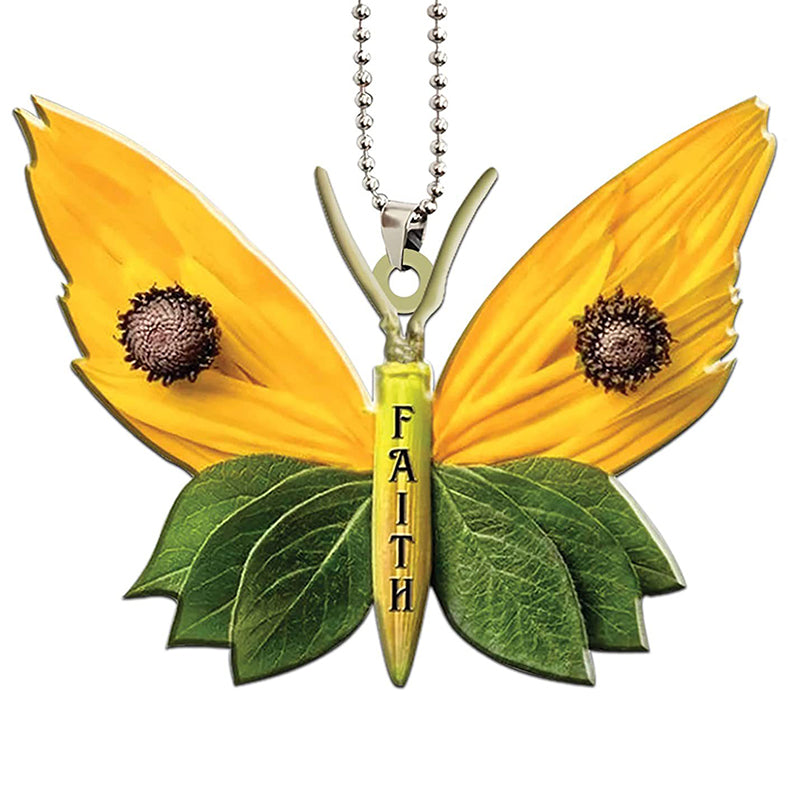 Accessoire Pour Rétroviseur de Voiture de Papillon avec Croix Chrétienne