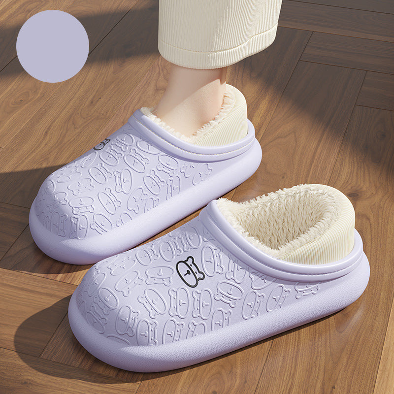 Pantoufles en Coton Imperméables avec Petit Ours en Relief pour la Maison