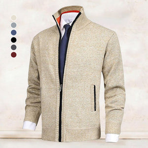 Veste de cardigan à col montant de couleur unie pour hommes